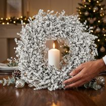 Product Christmas wreath White dried flower wreath Flax herb Ø34cm