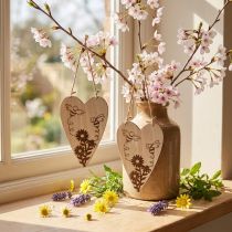 Product Decorative hanger wooden decorative hearts flowers bees decoration 10x15cm 6 pieces