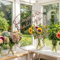 Product Wall decoration "Summer Feelings" decorative ring, metal summer decoration for hanging, Ø49cm, rose metallic &amp; turquoise