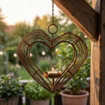 Product Tea light holder metal hanging decoration rust decoration heart 22×7×20cm