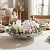 Product Decorative bowl silver metal bowl feathers Ø37cm H9cm