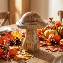 Product Wooden mushroom with grooves Autumn deco mushroom natural mango wood 10ר8cm