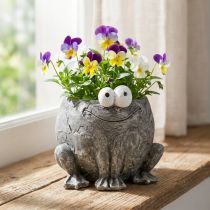 Product Pot holder frog with smile gray 11x12cm