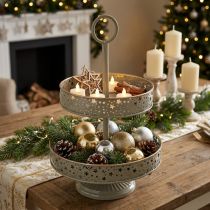Product Decorative tiered serving tray with handle, star motif, two-tiered, 49cm