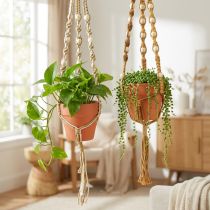 Product Macrame hanging pot hanging pot clay Ø12.5cm H75cm 2pcs