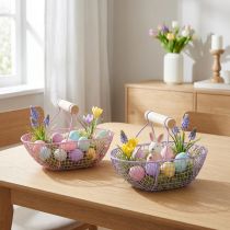 Product Wire basket with wooden handle, ideal for modern living and stylish decoration, 17cm, 6 pieces