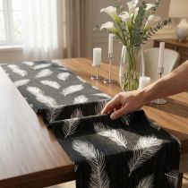 Product Table runner with feather pattern 30cm x 500cm