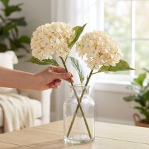 Product Decorative hydrangeas artificial cream silk flowers 34cm 2pcs
