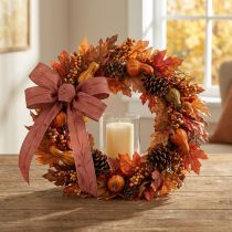 Product Silk ribbon autumn with grasses decorative ribbon red 25mm 18m