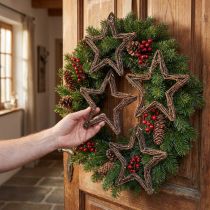 Product Stars for hanging for door wreath willow natural 28cm 4pcs