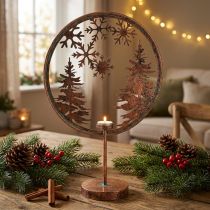Product Decorative ring Christmas Winter base tealight holder forest Ø37.5cm