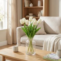 Product Artificial Tulips White Cream Real Touch 38cm 7 pcs
