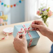 Product Decorative ribbon with dachshund motif, gift ribbon, 15mm wide, 18m long