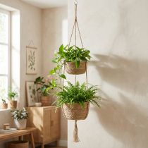 Product Hanging flower basket made of seagrass, for hanging on a rope, H130cm