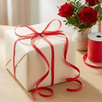 Product Red curling ribbon, sustainable gift wrapping, roll 10mm 100m