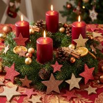 Product Table decoration stars wood Christmas 3 colours Ø3–5cm 48 pcs