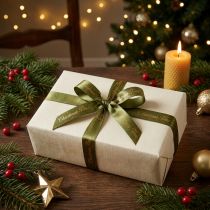 Product Christmas Ribbon Christmas Time Band Green Gold 15mm 20m