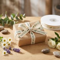 Product Gift ribbon deco ribbon cotton cream nature 15mm 20m