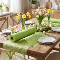 Product Deco fleece Sizoweb table runner light green 30cm 25m
