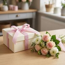 Product Gift ribbon pink decorative ribbon with dots 15mm 20m