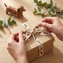 Product Gift ribbon with dachshund dog motif for DIY and crafts, 15mm x 18m