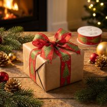 Product Gift ribbon Christmas tree with stars 40mm 15m