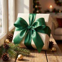 Product Gift ribbon taffeta decorative ribbon dark green 25mm × 50m