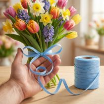 Product Blue curling ribbon, sustainable gift ribbon, 10mm x 100m