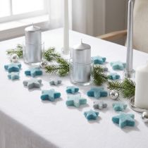 Product Decorative stars flocked scatter decoration blue Ø4/5cm 40 pcs
