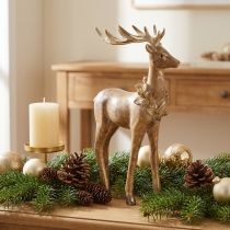 Product Decorative figurine of a deer with antlers, for standing, Christmas decoration, 28cm