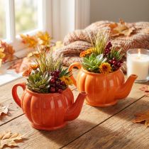 Product Ceramic planter teapot orange assorted 21.5×13×10cm 2 pcs