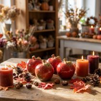 Product Decorative ceramic apples table decoration autumn red green H7.5cm 4 pieces