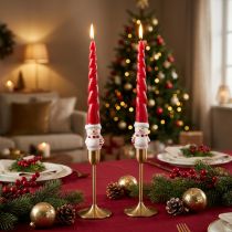 Product Tapered snowman candle Christmas red 26cm 2pcs
