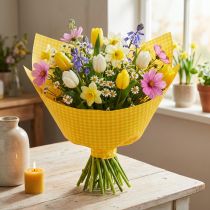 Product Cuff Paper Tissue Paper Flower Paper Yellow Check 25cm 100m