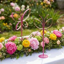 Product Butterfly Metal Decoration Stand Fuchsia Gold H29cm 2 Pcs