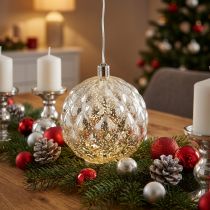 Product Ball plastic silver Ø15cm LED for batteries