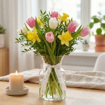 Product Gift ribbon with tulip pattern, creative for special occasions and seasonal decoration, 2.5cm wide, 18m long