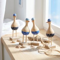 Product Maritime Decoration Seagulls Made of Wood Blue Dark Blue H14cm 6 Pcs