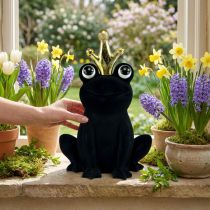Product Decorative frog, frog prince, spring decoration, frog with gold crown black 40.5cm