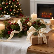 Product Christmas Ribbon Honey Cake Sustainable Gift Ribbon Cream 25mm 15m