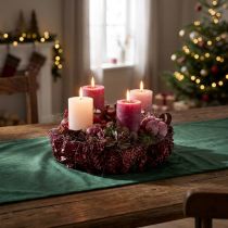 Product Set of 12 pillar candles in berry tones, dyed throughout, 70x120mm - Versatile home decoration