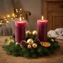 Product Berry pillar candles, 85 x 200 mm, set of 2, solid colored throughout, for decoration and ambience