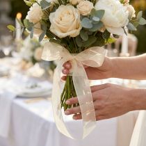 Product Organza ribbon with selvage 2.5cm 50m cream