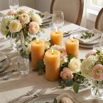 Product Set of 4 honey-colored pillar candles, 70x120mm - Decorative candles for table decorations, weddings &amp; celebrations