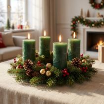 Product Solid-colored candles dark green 60x100mm 4 pcs