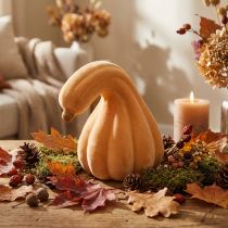 Product Decorative pumpkin curved orange flocked Artificial decorative pumpkin 18cm