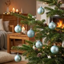 Product Christmas balls plastic light blue mix Ø6cm 10 pcs
