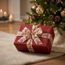 Product Gift ribbon bear with Santa hat and gifts 40mm 15m