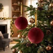 Product Large red velvet Christmas tree ornament for hanging, 25cm, 2 pieces