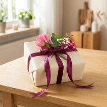 Product Decorative ribbon, narrow, glossy taffeta ribbon for gift wrapping, 10mm wide, 50m long